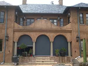 Transparent roller blinds from outside residential